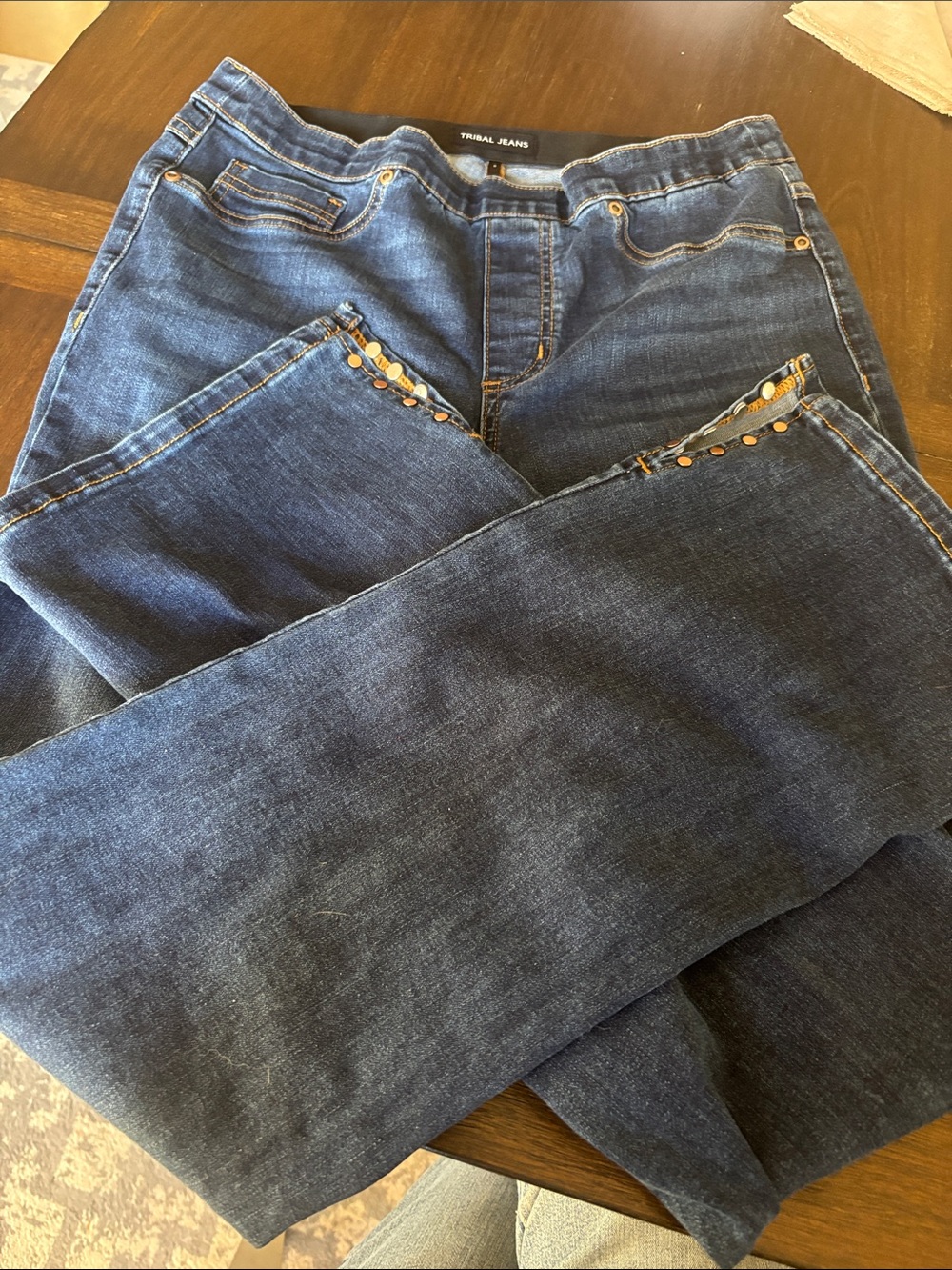 Tribal Dark Blue Boot Cut Jeans with Copper Stud Detail